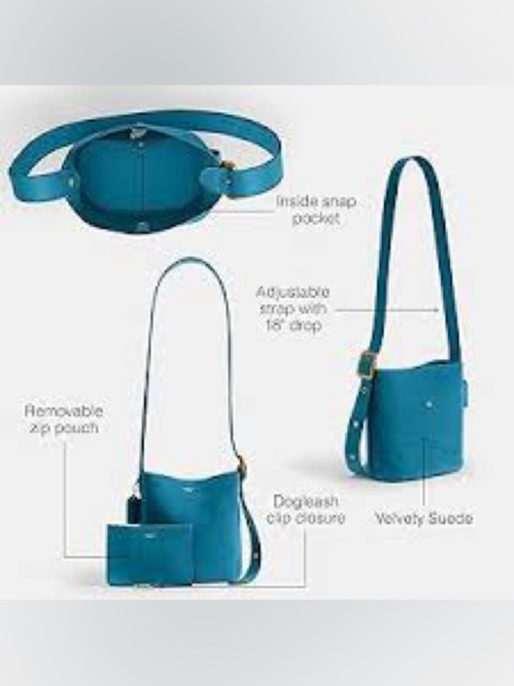 Bleeker Bucket 21 in Sea Blue with bonus charm - Picture 10 of 10